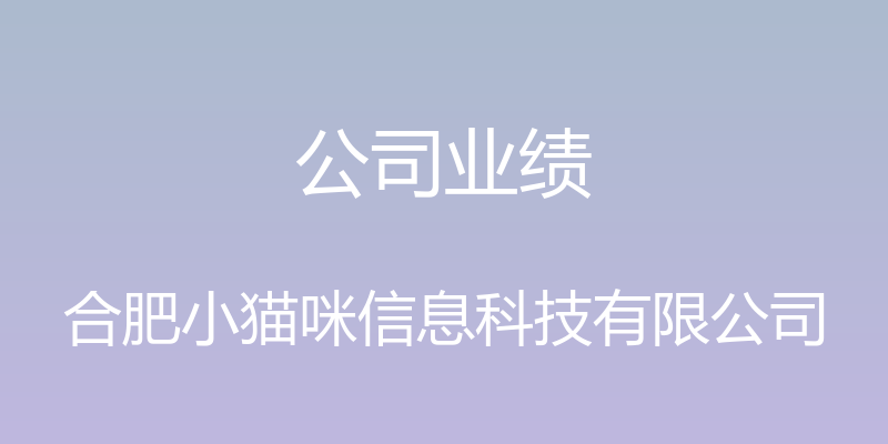 公司业绩 - 合肥小猫咪信息科技有限公司